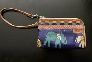FOSSIL Key-Per Colorful Wristlet w/Leather Trim